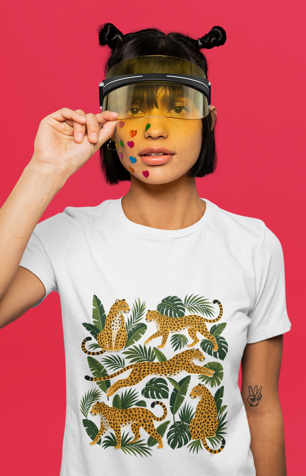 🐆 Tropical Leopard & Palm Print Women’s T-Shirt Dress