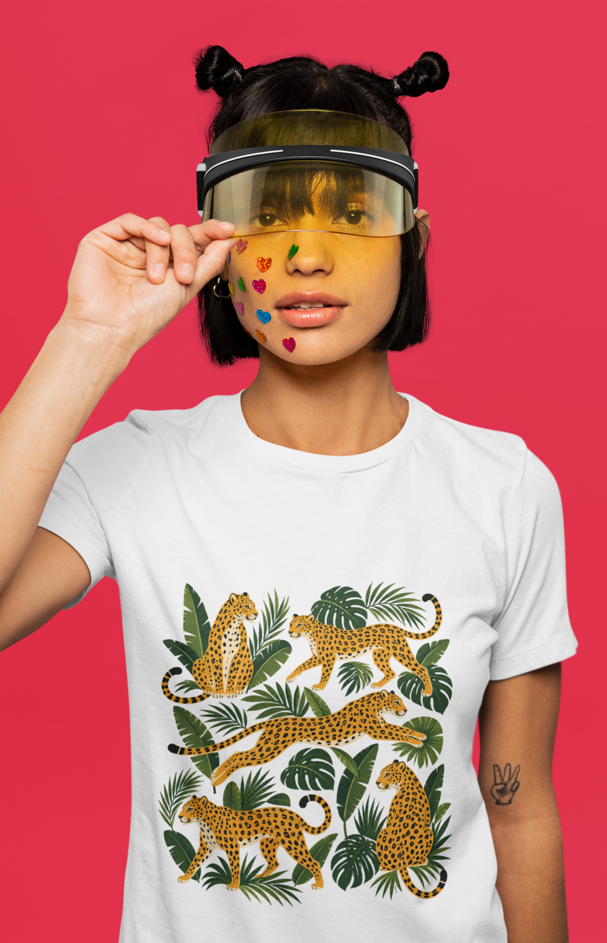 🐆 Tropical Leopard & Palm Print Women’s T-Shirt Dress