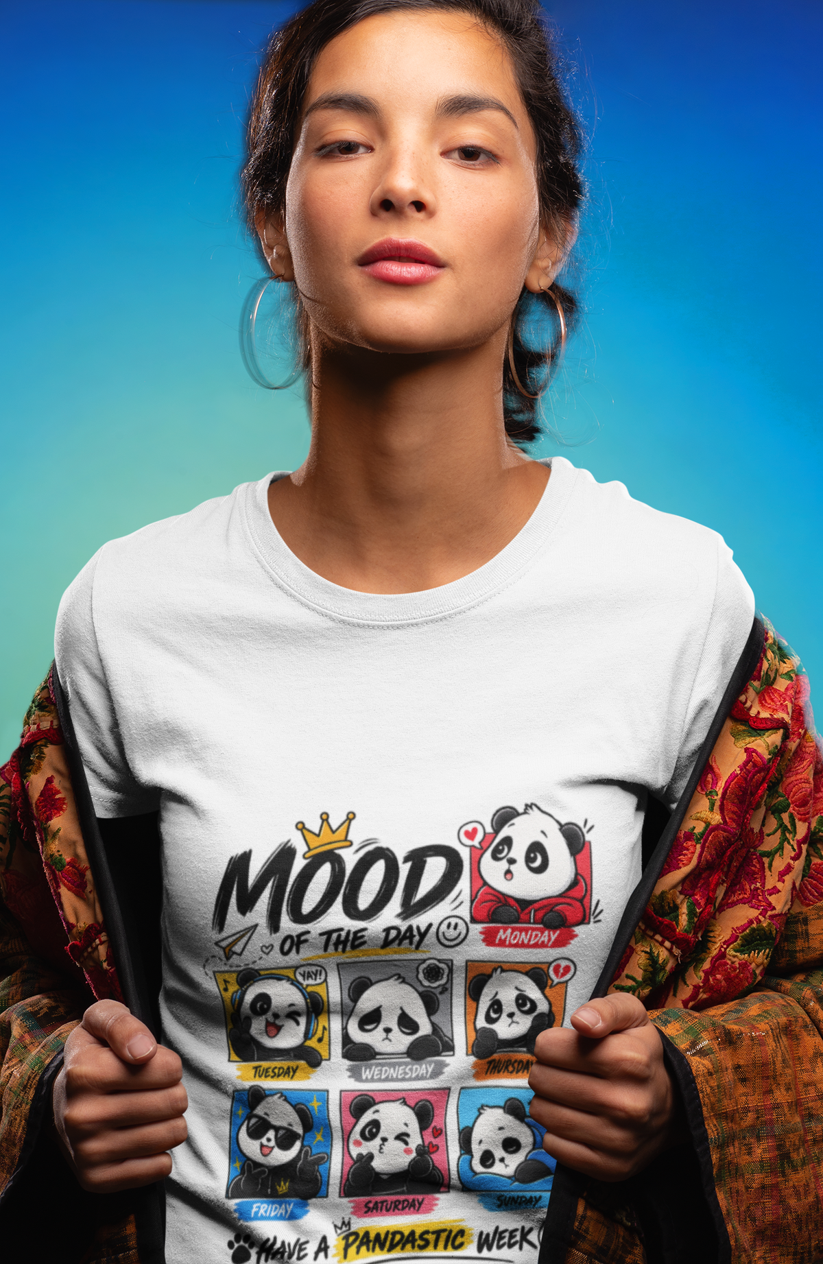Mood of the Day Panda Graphic Unisex Ringer T-Shirt