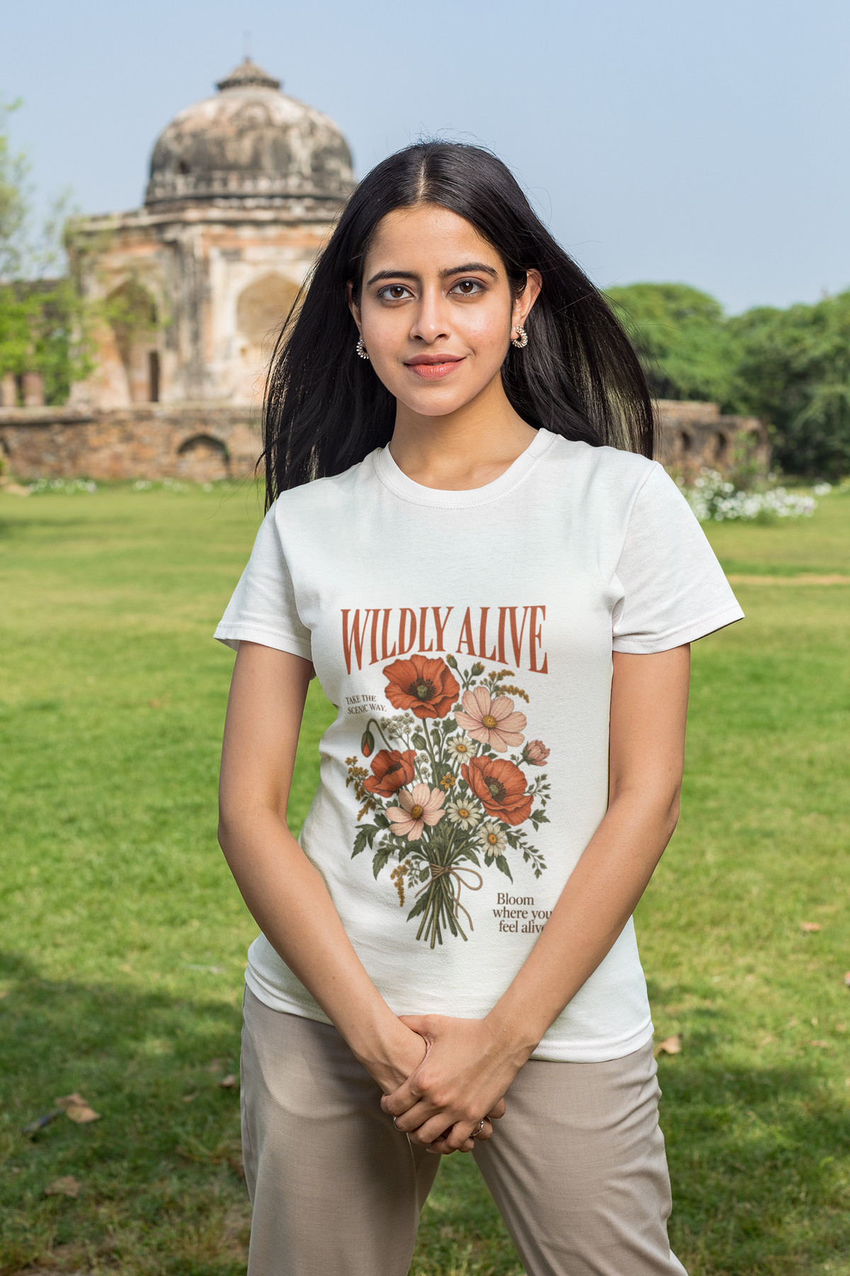 Wildly Alive Floral Graphic Unisex Oversized T-Shirt | Vintage Botanical Tee 🌼🍃