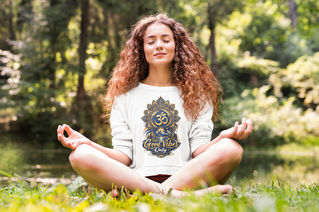 Good Vibes Only Om Mandala Unisex Black & White Crew Neck T-Shirt 🕉️✨