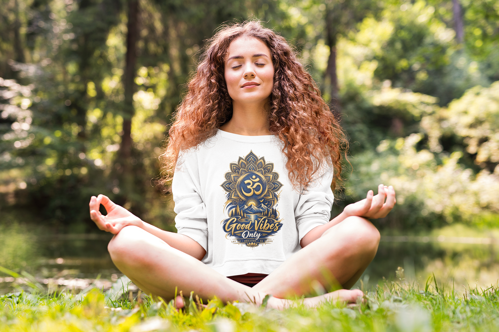 Good Vibes Only Om Mandala Unisex Black & White Crew Neck T-Shirt 🕉️✨