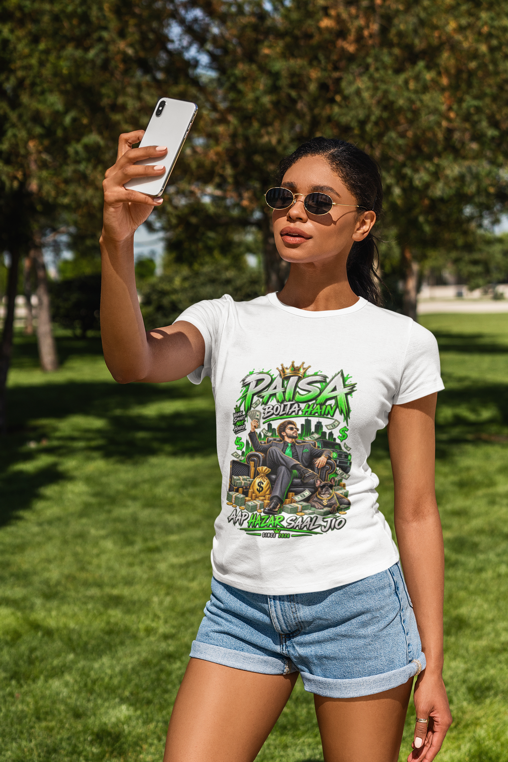Paisa Bolta Hain Hindi Money Graphic Unisex Stretch T-Shirt